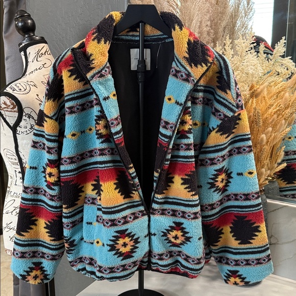 Angel Kiss Multicolor Aztec Fleece Jacket - Picture 4 of 10